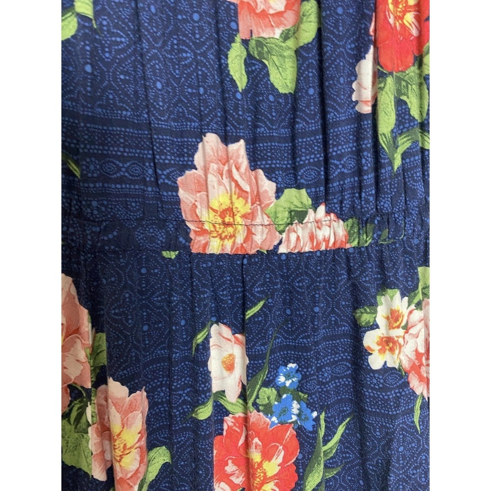 Torrid Womens 1 Sleeveless Sundress Blue‎ Floral Tie Neckline Elastic Waist - Picture 9 of 10